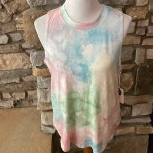 NWT PJ Salvage- super soft poly tank in pastel watercolor, relaxed size M